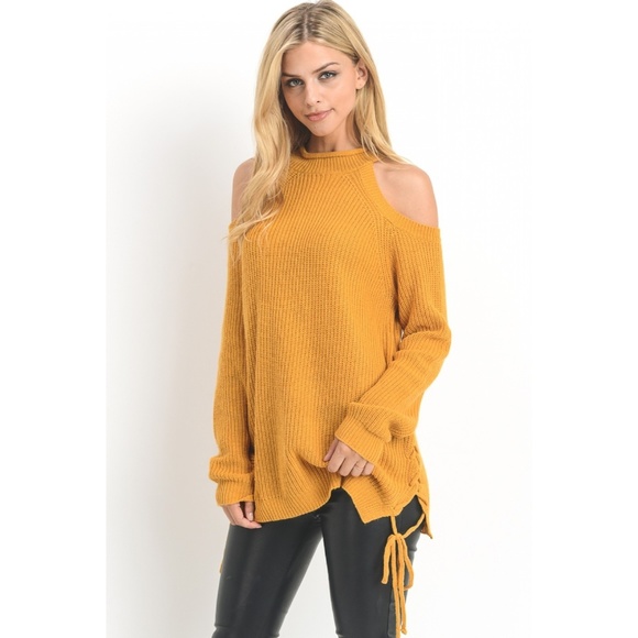 2 Colors! Angora Blend Cold Shoulder Sweater - Picture 6 of 8